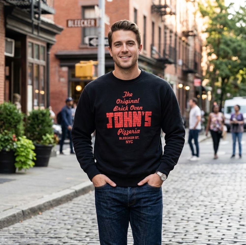 Rowing Blazers x John's Pizzeria Men's Black Crewneck Sweatshirt Pullover XL
